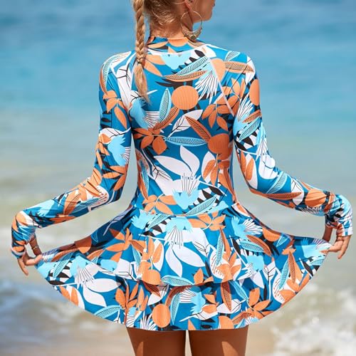 Rash guard de manga larga con cremallera y traje de baño completo para natación 2