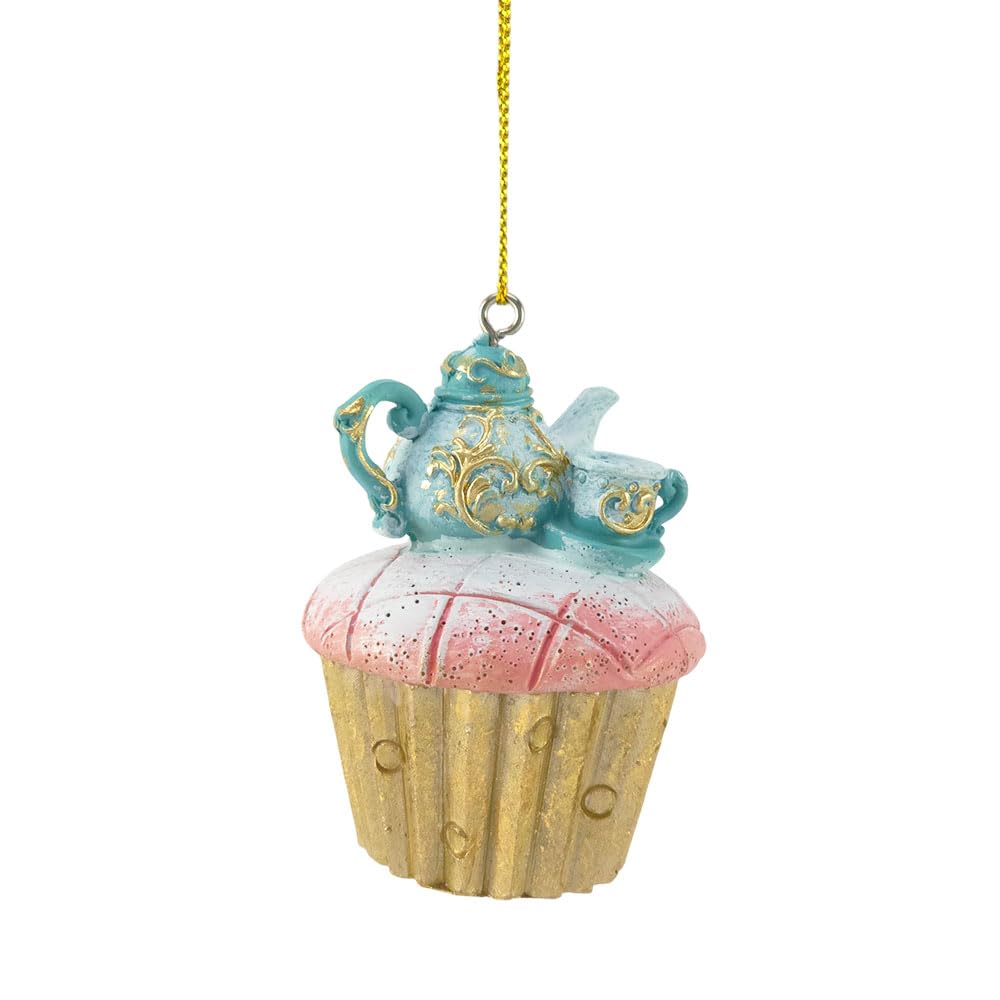 Crafty Capers Red, Green, Gold, Silver Cupcake & Tea Set | Alice In Wonderland | Christmas Ornament | Gisela Graham