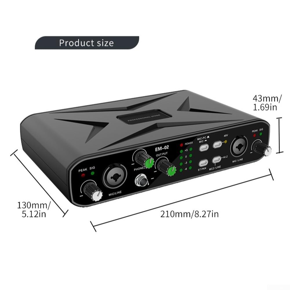 Scheda audio USB Interfaccia Audio 2 In 2 Out con Alimentazione 48V per Studio Per La Registrazione Microfoni A Condensatore Strumenti XLR 6.35mm Connettività