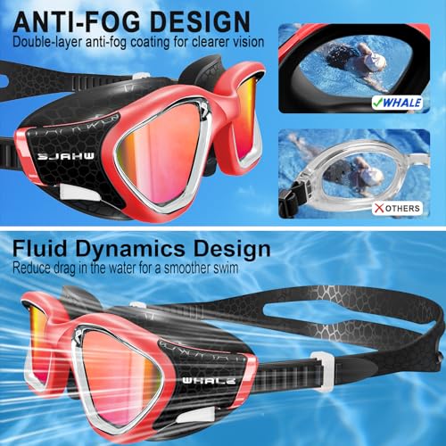 Image of Whale Swim Goggles Polarized Anti-Fog Lenses, Unisex | 100% UV Protection | Anti-Fog Goggles High Definition, Wide-Angle View
