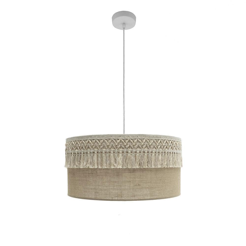 Suspension blanche 2 x E27 passementerie pour grand éclairage