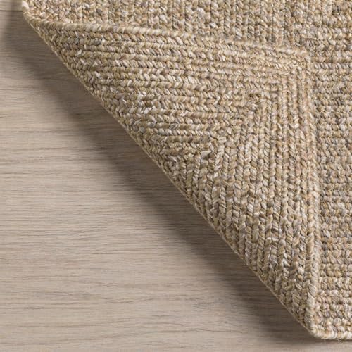Image of Size 1.5x3 feet Cotton Braided Entryway Runner Rugs, Small Runners for Kitchen, Door Mat Indoor Entrance, Bathroom, Low-Pile Washable - (Beige Oval, 1.5x3 feet)