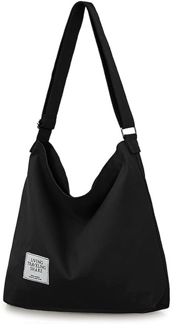 Hobo Bag, Women's Canvas Handbag Crossbody Bag Beach Bag Simple Shoulder Bag Ladies Large Cotton Tote Handbag Girls Shopping Bag for Travel Daily Use