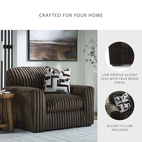 Image of Signature Design by Ashley Midnight-Madness Modern Upholstered Oversized Chair with Reversible Cushions, Dark Brown