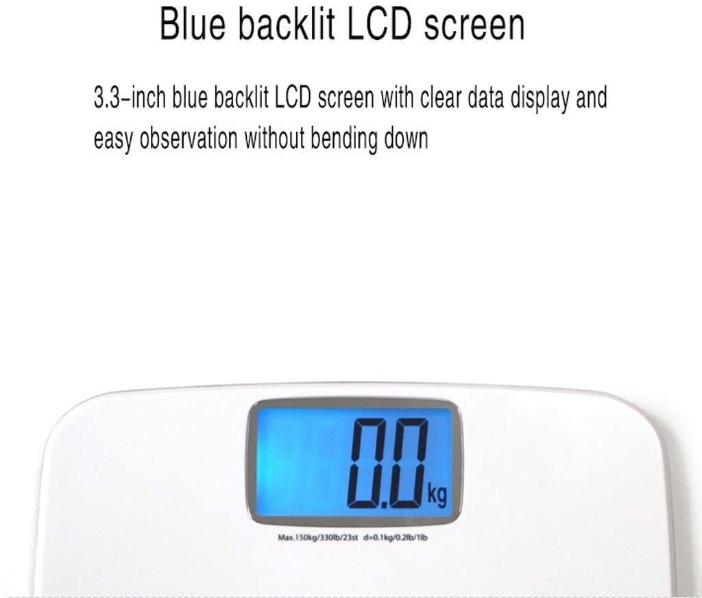 Bilancia pesapersone digitale altamente accurata, misura peso fino a 150 kg, LCD retroilluminato facile da leggere