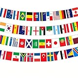 48 Länder WM 2026 Wimpelkette, 48 Länder WM Girlande Beidseitig Stoff Fahnenkette, Länderflaggen für Weltmeisterschaft 2026 Fussballfans Partydeko Bar Garden Drinnen Draußen
