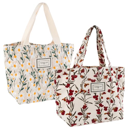 2 Bolsos Tote Pequeños para Mujer Mini Bolso de Lona Bordado miniatura 1