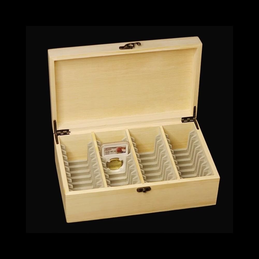 Scatola di Stoccaggio e Display in Legno Contenitore per Collezioni Adatta per 40 PZ di Monete Classificate PCGS NGC Slabs Supporto per Collezione di Monete e Accessori