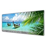 Motif: Paysage Bateaux Mer Tulup Impression sur Verre de 125x50 cm - Image - Tableau - Photo décorative panoramique - Paysage Bateaux Mer