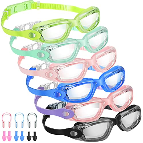 Flutesan 6 Pcs Swim Goggles Swimming Equipment Swimming Goggles Sport Swimming Goggles for Women Men Adult Youth (Fresh Color)
