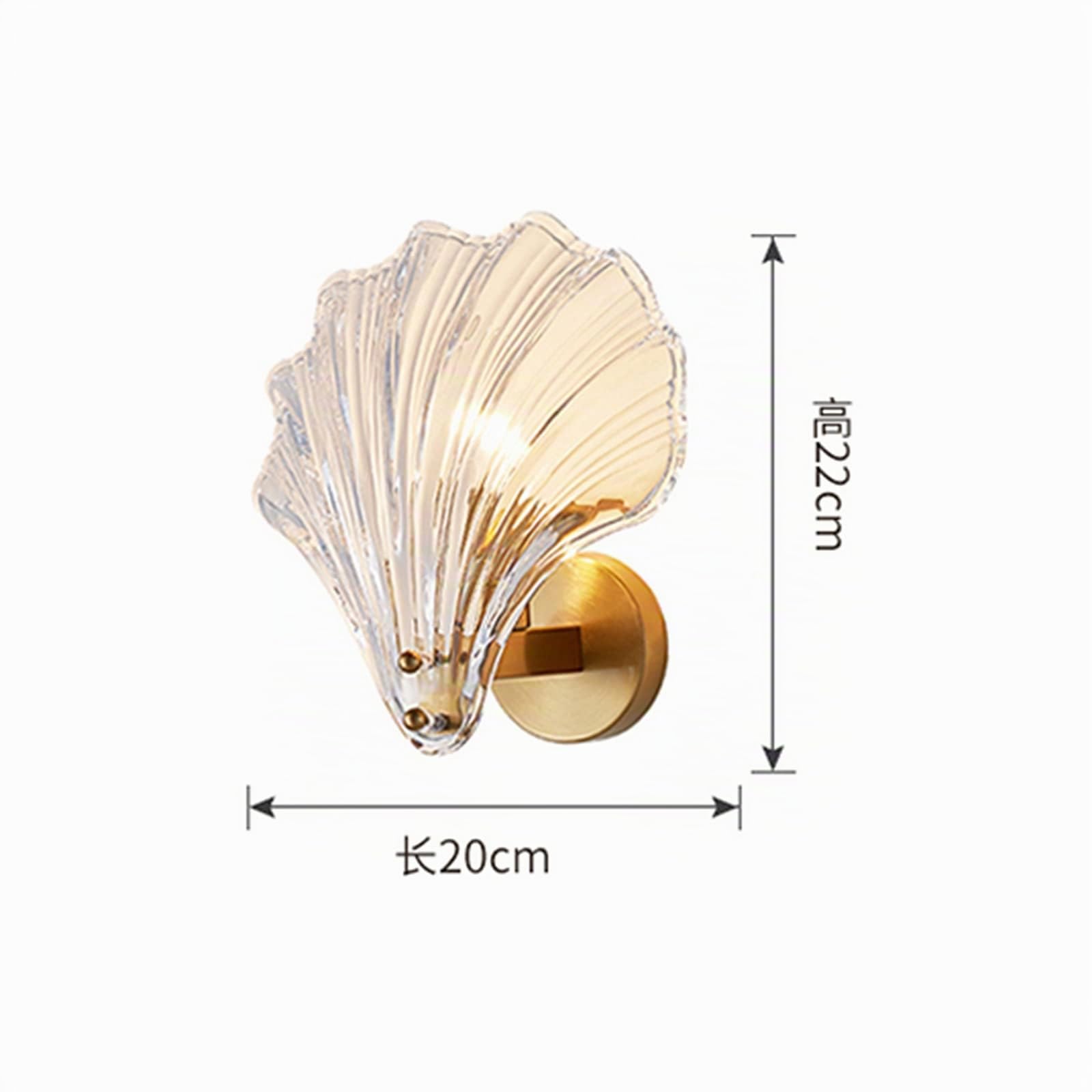 EKSED Lámpara de Apliques de Pared Con Base de Cristal y Oro, Accesorios de Lámpara de Pared de Concha Para Cabecera