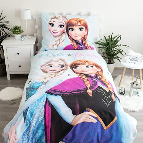 Jerry Fabrics F - Juego de cama - La Frozen - 2 piezas - Funda nórdica - Reversible - 140 x 200 - Funda de almohada - 70 x 90 cm Ropa de cama - 100% algodón Cover