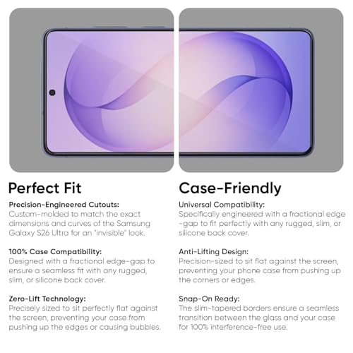 Image of Tempered Glass Screen Protector Compatible for | Front And Back Screen Guard With camera lens protector (Samsung Galaxy S26 Ultra 5G, 2in1)