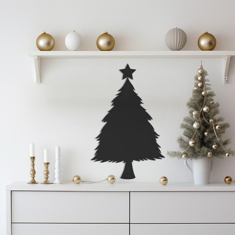 LaModaHome Christmas Tree Design, Metal Wall Art, Festive Holiday Decor, Unique Tree Topper Accent, Star Topper Inspired Home Decoration, Wall Art - 7.9"x12.6"/20x32cm