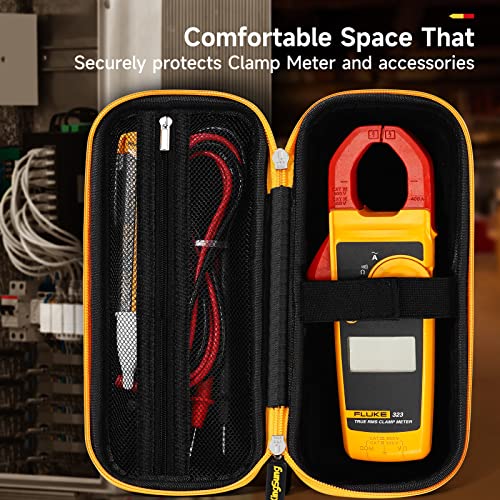 Image of OLAIKE Hard Carrying Case For Fluke 323 /324 /325 /302 /303 /305 Clamp Multimeters AC-DC TRMS, Sturdy Protective Storage Bag, Black
