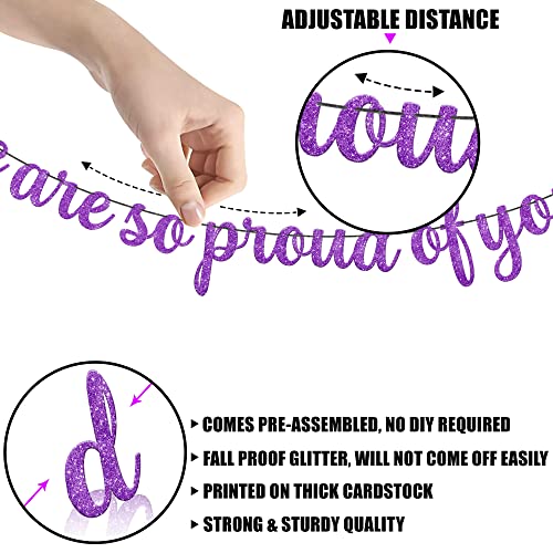Image of Purple Graduation Decorations 2026, We are So Proud of You Banner - Glitter 10 Feet, No DIY | Congratulations Banner Purple, Graduation Decorations Class of 2026, KatchOn