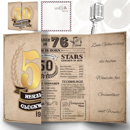 Thboxes Geburtstagskarte 50 Back in 1976 Karte Geburtstag Geschenke zum 50 Geburtstag Grußkarte
