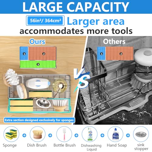 VANZAVANZU Sink Caddy, 304 Stainless Steel Kitchen Sink Organizer - Image 3