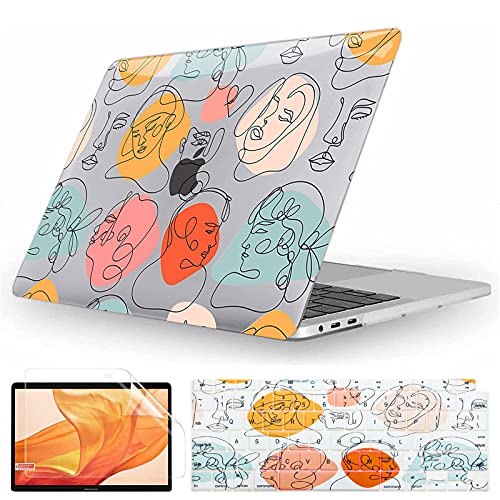 Image of Fancity Case Compatible With Macbook Air 13 Inch 2017,Model A1466 A1369 Hard Plastic Protective Case With Keyboard Cover Screen Protector For 2010-2017 Mac Air 13.3 In Without TouchId,Art Face,Multi