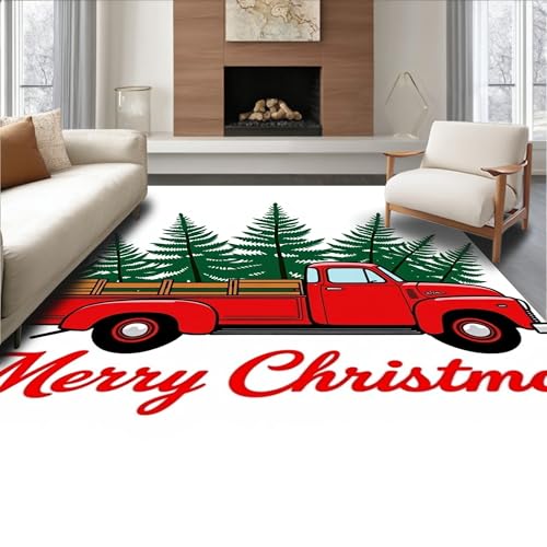 Design&I Low Pile Flatwoven Area Rug 6x9, Vintage Pickup Truck