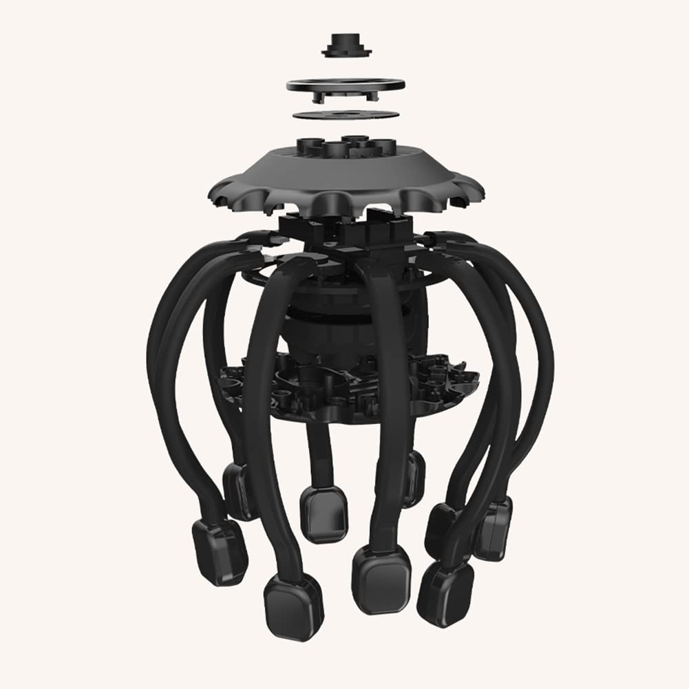 Massaggiatore per la testa Massaggiatore elettrico del cuoio capelluto con 10 contatti vibranti, 4 modalità, musica Bluetooth, massaggiatore per la testa di polpo Scalp Stress Relax