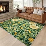 Generisch Fußmatte William Morris 50 x 80 cm, Teppich Vintage Blumen Weicher Waschbarer Antirutsch Kurzflor Carpet für Eingangsbereich Bettvorleger P-&105