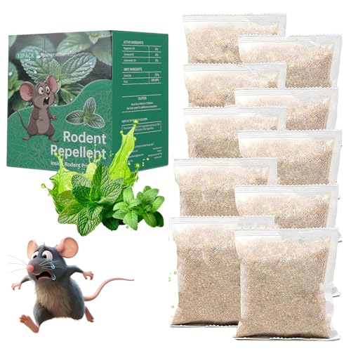 Mouse Rodent Repellent, 10 Pack Peppermint Lemon Oil Mice Repellent for Squirrel Rats Spider Pests,...