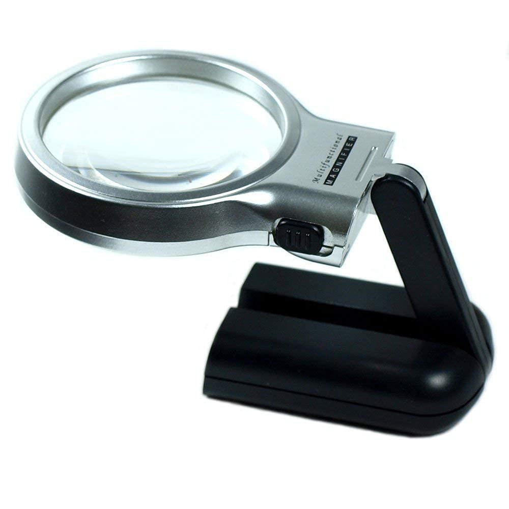 SHB Multifunctional 3-in-1 Hand-Held Folding Magnifier Glass with 3X Zoom and Dual LED Lights | High-Powered Portable Magnifying Lens for Reading, Detail Work, and Close-Up Inspection