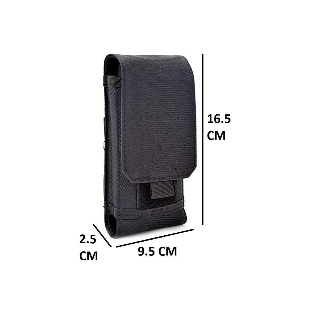 Meakwisht Mobile Phone Belt Pouch – Durable Waist Holster Case with Secure Flap, Multi-Purpose Carry Holder for Smartphones, Tools & Accessories (Black)