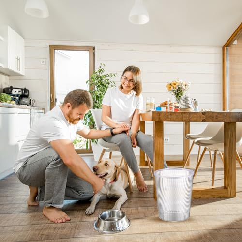Image of Honeydak 4 Pack White Garbage Can Lightly Threaded Trash Can Plastic Vertical Translucent Trash 12l Large Capacity for Bathroom Bedroom Office Decorative 8. 39 x 9. 84 Inch
