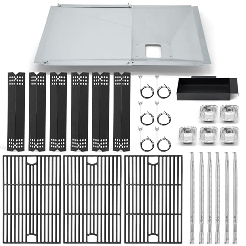 Criditpid Grill Replacement Parts for Nexgrill 720-0896B 720-0896 720-0896E 720-0896X Drip Pan Grease Tray Grill Grate Heat Plates Burner & Igniter Kit for Nexgrill 6 Burner 720-0896B Gas Grill