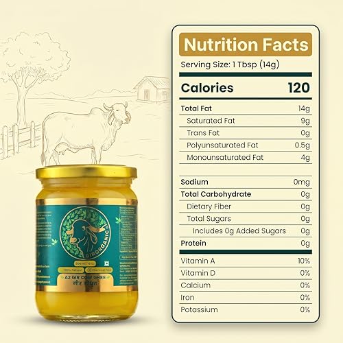Image of GirOrganic A2 Ghee Butter Organic Grass Fed | Healthy Butter Alternative A2 Ghee Organic Grass Fed for Cooking & Daily Use, Keto Friendly, Non-GMO & Lactose-Free, 16 Oz