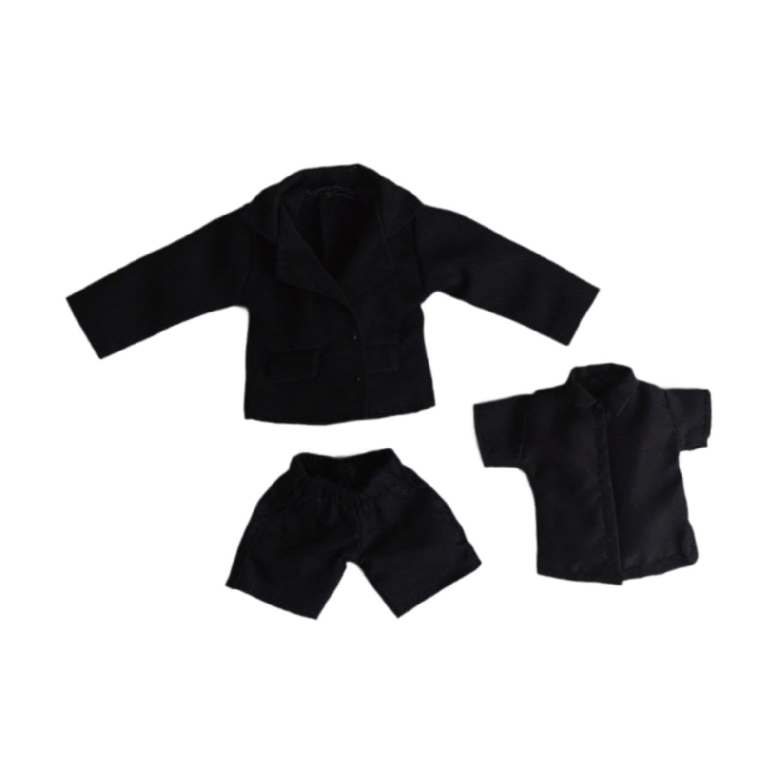 Puppenkleidung Im Maßstab 1:12 – Anzug, Outfit, Modedekoration, Puppen Selber Machen, Geschenk für Kleine Mädchen, Mantel, Hemd, Hose, Kostüm, Schwarz