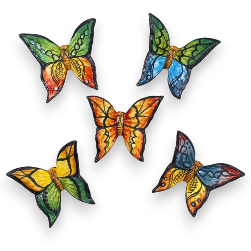 SICILIA BEDDA CAPACI Farfalla in Pregiata Ceramica siciliana - h 9 cm ca. (1Unità) Decoro e Colore Casuale