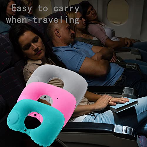 Almohada portátil inflable para viaje en forma semicircular miniatura 3