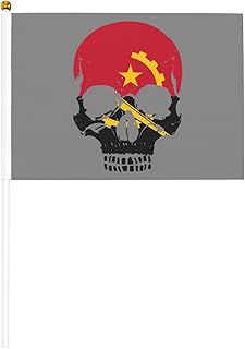 Angola Flag Skeleton Angola Flag Skull Stylish Mini Handheld Flags 5.5x8.3 Inch For Support Team Activities Outdoor Parties