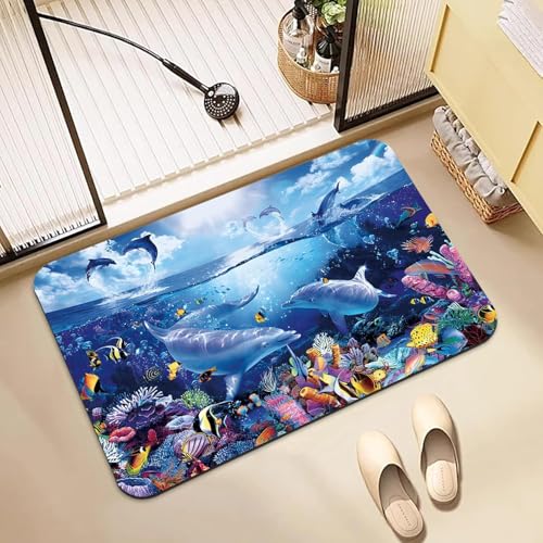 Image of Wazdorf 3D Bathroom Mat - Non Slip Water Absorbent Bathroom Mat Bathroom Easy Care Shower Rugs, Perfect for Home Office & Kitchen, Bathroom