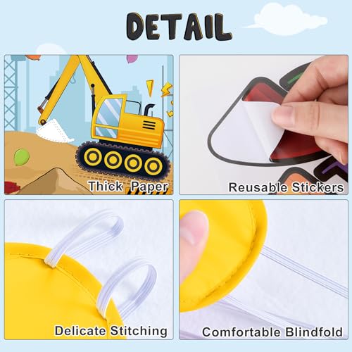 Image of WERNNSAI Pin The Bucket on The Excavator Party Games - Construction Party Supplies Truck Birthday Construction Party Games with 24 Pcs Stickers for Birthday Activities