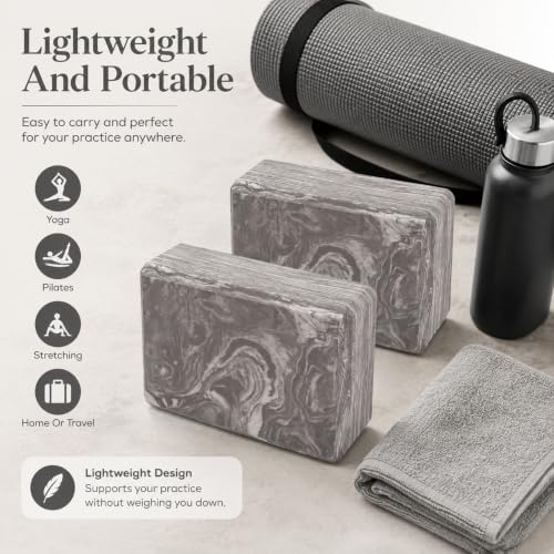 Image of Exerz EXYB-002 Yoga Blocks 2PK High Density - Comfortable Fitness Foam Bricks, Anti-Slip, Lightweight and Travel Friendly