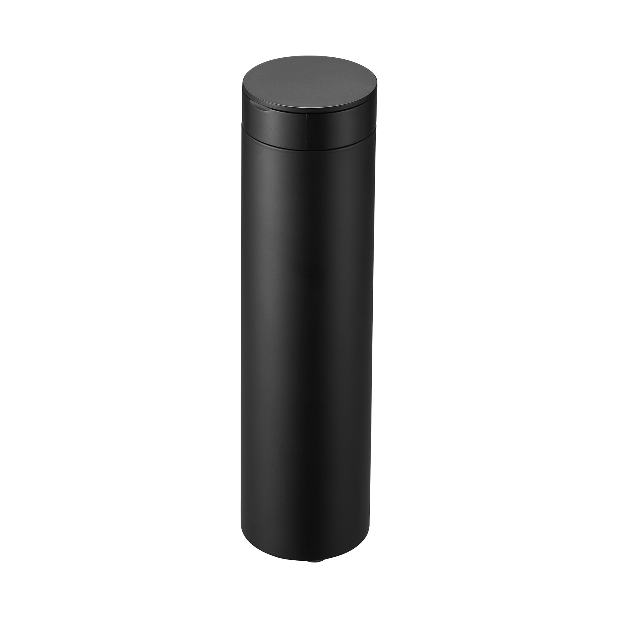 Yamazaki Black 1829 Tower Round Tissue Box, Steel/Abs Resin/Silicone, Minimalist, 6.8 X 6.8 X 25 Cm