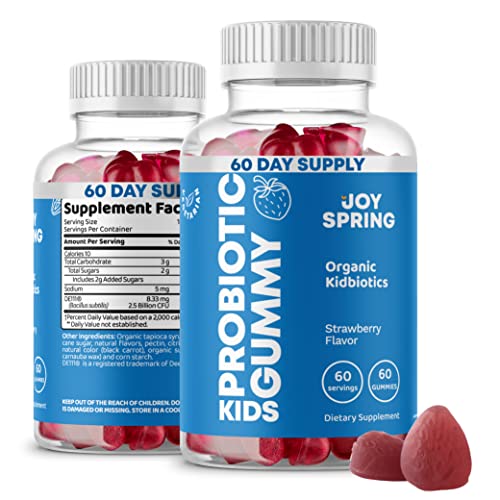Probiotics for Kids - Kids Probiotic Gummies - Strawberry Flavored Probiotic for kids - Digestion and Gut Health Toddler Probiotics 2 Year Old and Up - Organic Non GMO Kids Probiotics Gummies 60 Count