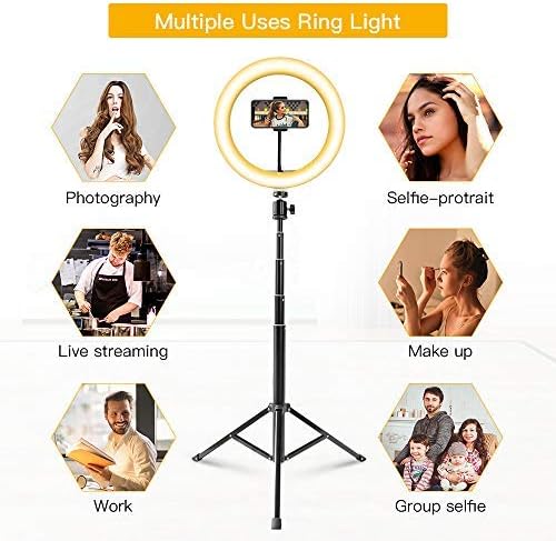 10” Selfie Ring Light with Tripod Stand and Phone Holder for TikTok/YouTube/Photography/Makeup/Live, MOUNTDOG LED Circle Light for iPhone Android Phone, 3 Light Modes & 11 Brightness Level