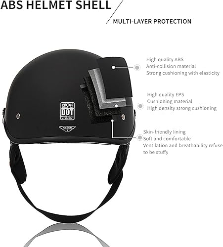 Miniatura 9 de Medio casco de motocicleta con visera solar para hombres y mujeres, casco para adultos, scooter, ATV, Cruiser aprobado por DOT