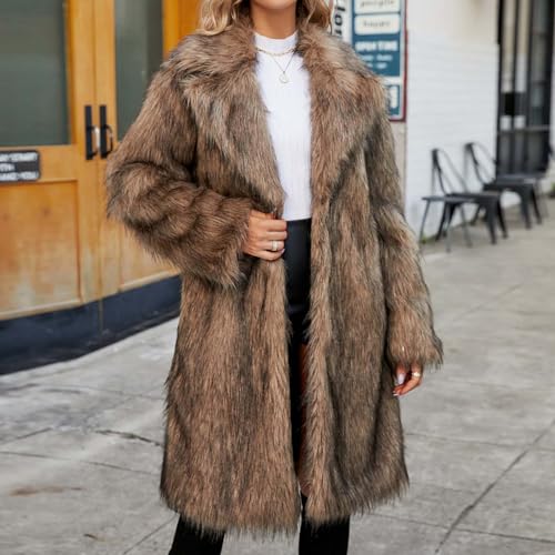 Womens Long Faux Fur Coat Oversized Loose Winter Jackets Trendy Luxury Trench Coat 2025 Open Front Lapel Outerwear2