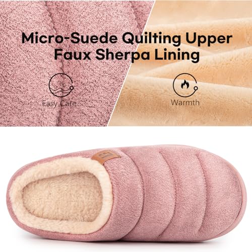 LongBay Women's House Slippers Microsuede Ultra-Soft Lightweight Memory Foam Warm Fuzzy Sherpa Bedroom Indoor Shoes3