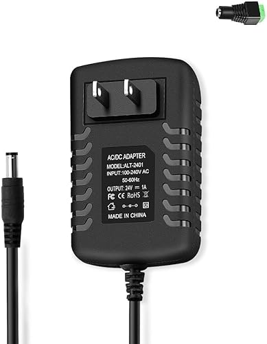 Cable de alimentación de CC de 24 V, adaptador universal de CA 1 A, 100-240 V, 50-60 Hz a 24 VCC, cable de alimentación 5.0.197 in x 0.098 in y 1