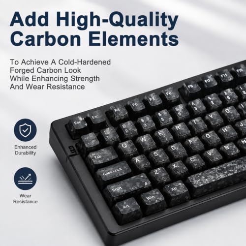 Image of ZORBES 136 Key Forged Carbon Texture Keycap for Mechanical Gaming Keyboard | Cherry Profile Side Printed Font Keycap Set Compatible with Mechanical Keyboard