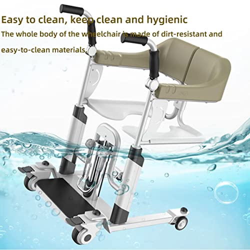 Multifunctionele Hydraulische Patiënt Lift Transport Stoel met Bedpan, Opvouwbare Armleuningen/Vet Staal Frame/Waterdicht, Badkamer Rolstoel voor Ouderen, Gehandicapten, Belasting 140Kg - Afbeelding 6