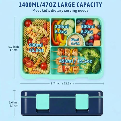 Image of rockpapa 5.5 Cups Bento Lunch Box for Kids, 5-Compartment, Rocket