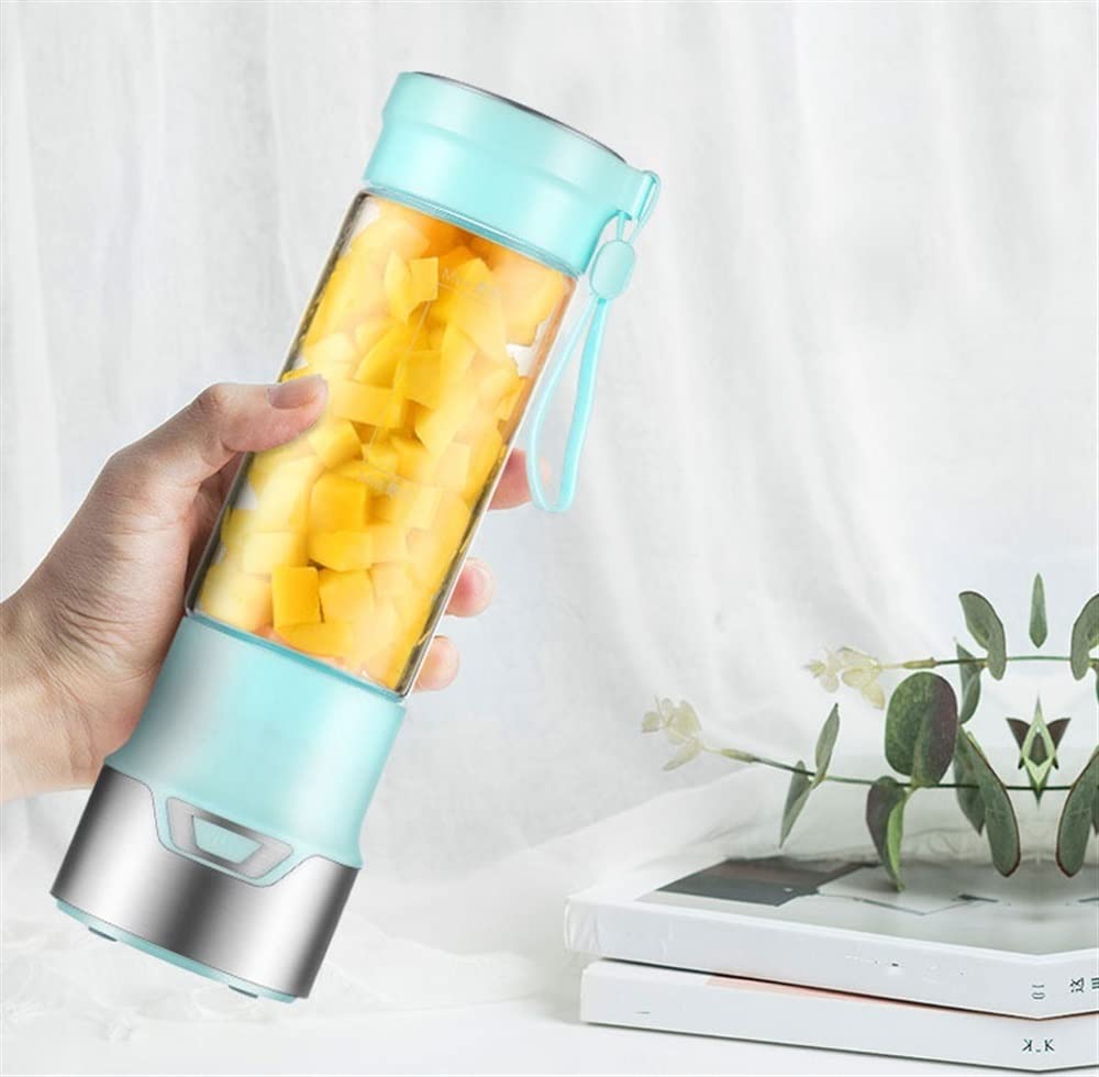 Przenośny blender do koktajli i smoothie, ładowany przez USB osobisty blender z 6 ostrzami 3D, mini blender do podróży, biura i sportu (kolor: niebieski) (różowy)